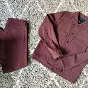 Theory Men's Dark Burgundy Shirt Jacket and matching pants